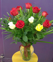 Red, Yellow & White Roses from Clark Flower and Gift Shop in Clark, SD